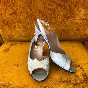Baby Blue Snakeskin Salvatore Ferragamo Slingbacks